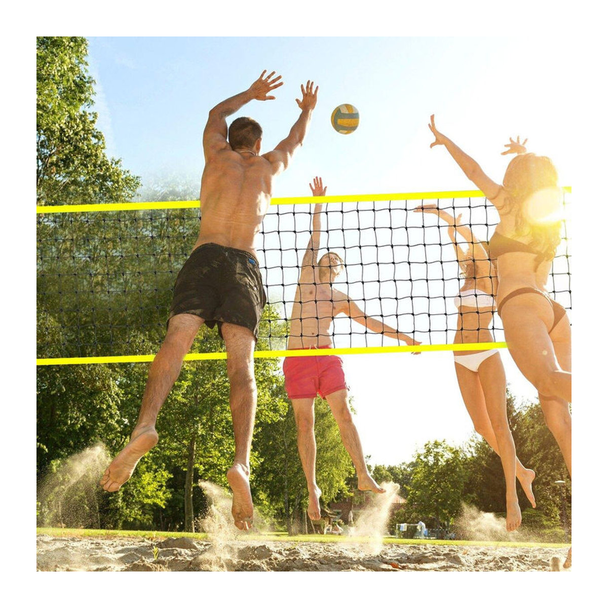 Buying Solutions MB Tragbares Outdoor-Volleyballnetzsystem mit höhenverstellbaren Stahlstangen und professionellem Volleyballset inklusive PVC-Ball, Pumpe und Tragetasche - Bild 6
