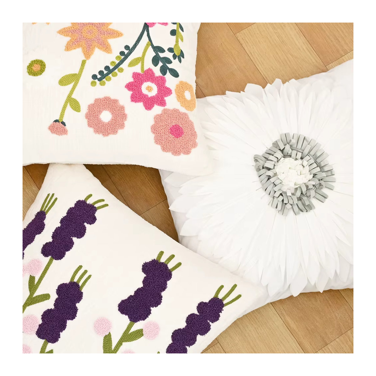 BUYNOW Chenille Kissenbezug mit botanischer Bestickung für Wohnzimmer und Schlafzimmer - Bild 2