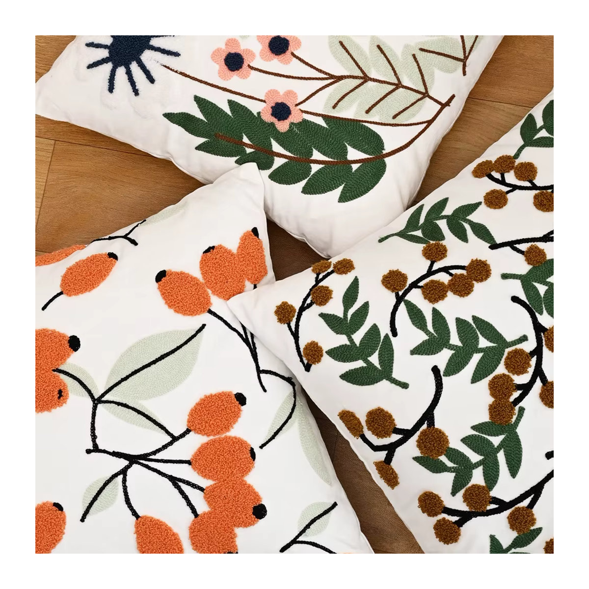 BUYNOW Floral bestickter Kissenbezug im Vintage Pastoral Design für dein Wohnzimmer oder Schlafzimmer, B/B: 45 x 45 cm - Bild 3
