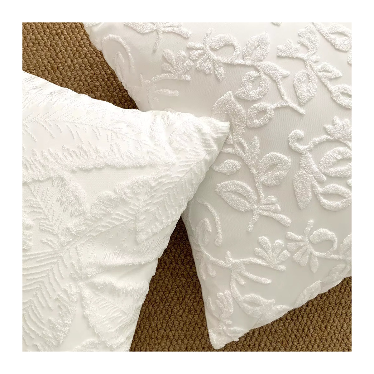 BUYNOW Jacquard Kissenbezug mit floralem Blattmuster in Sattel für Wohnzimmer und Schlafzimmer - Bild 3