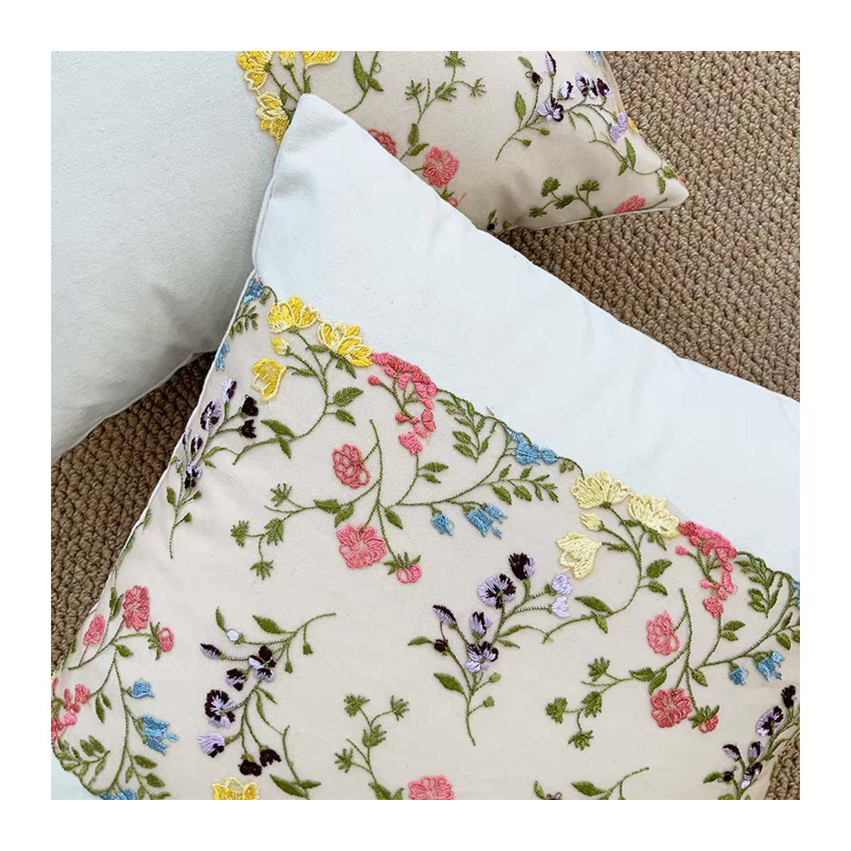 BUYNOW Kissenbezug aus bestickter Spitze und Mesh im Retro-Stil für dein Wohnzimmer oder Schlafzimmer - Bild 2