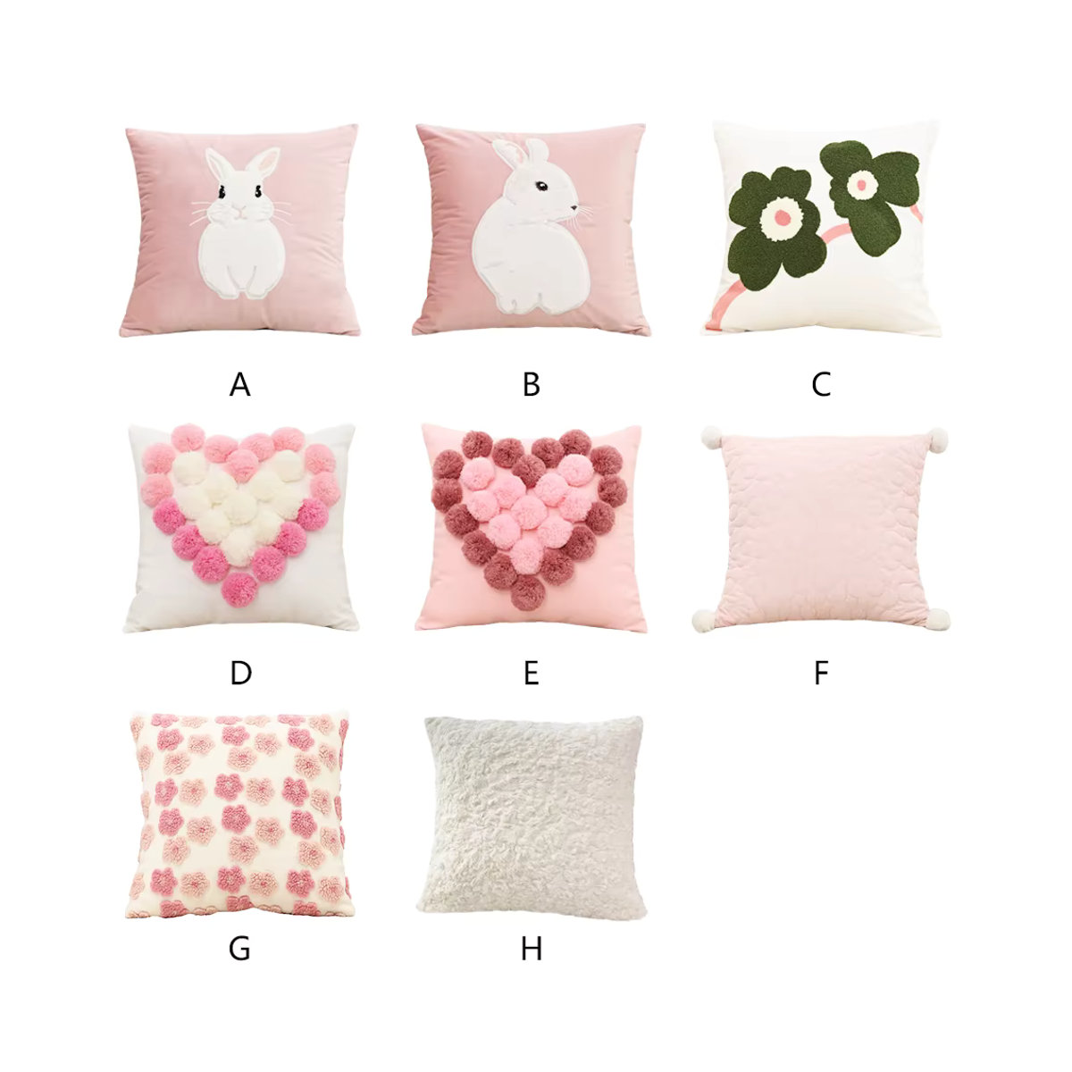 BUYNOW Kissenbezug Kaninchen mit Bestickung aus samtigem Plüsch in Pink - Bild 2
