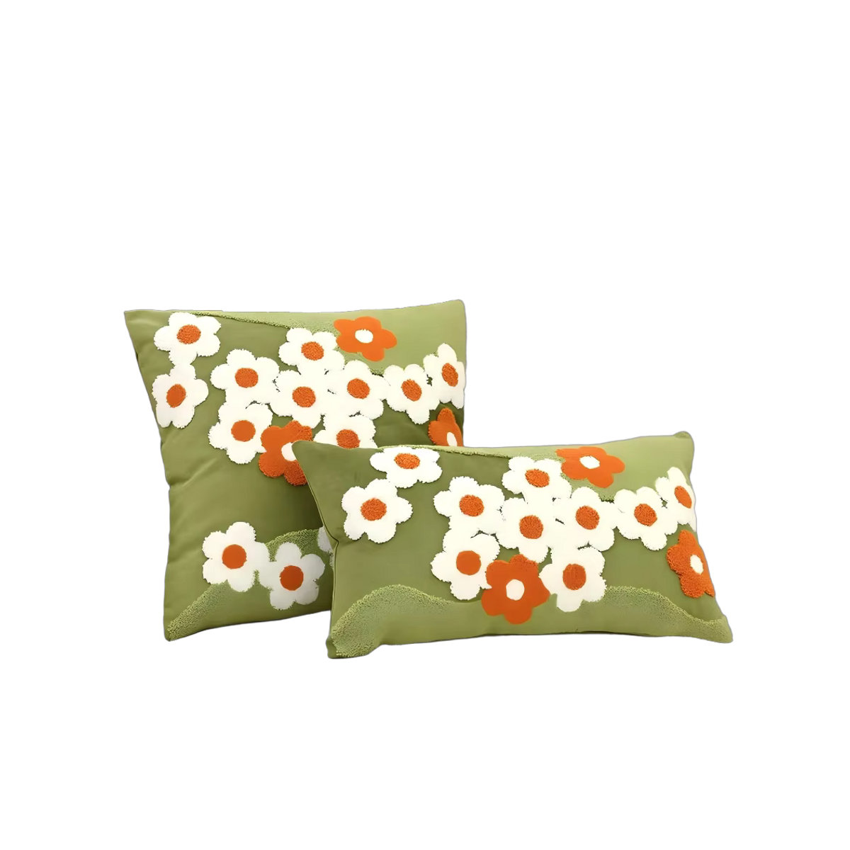 BUYNOW Kissenbezug mit Blumenstickerei in Grün im Vintage-Stil für Sofa und Wohnzimmer - Bild 3
