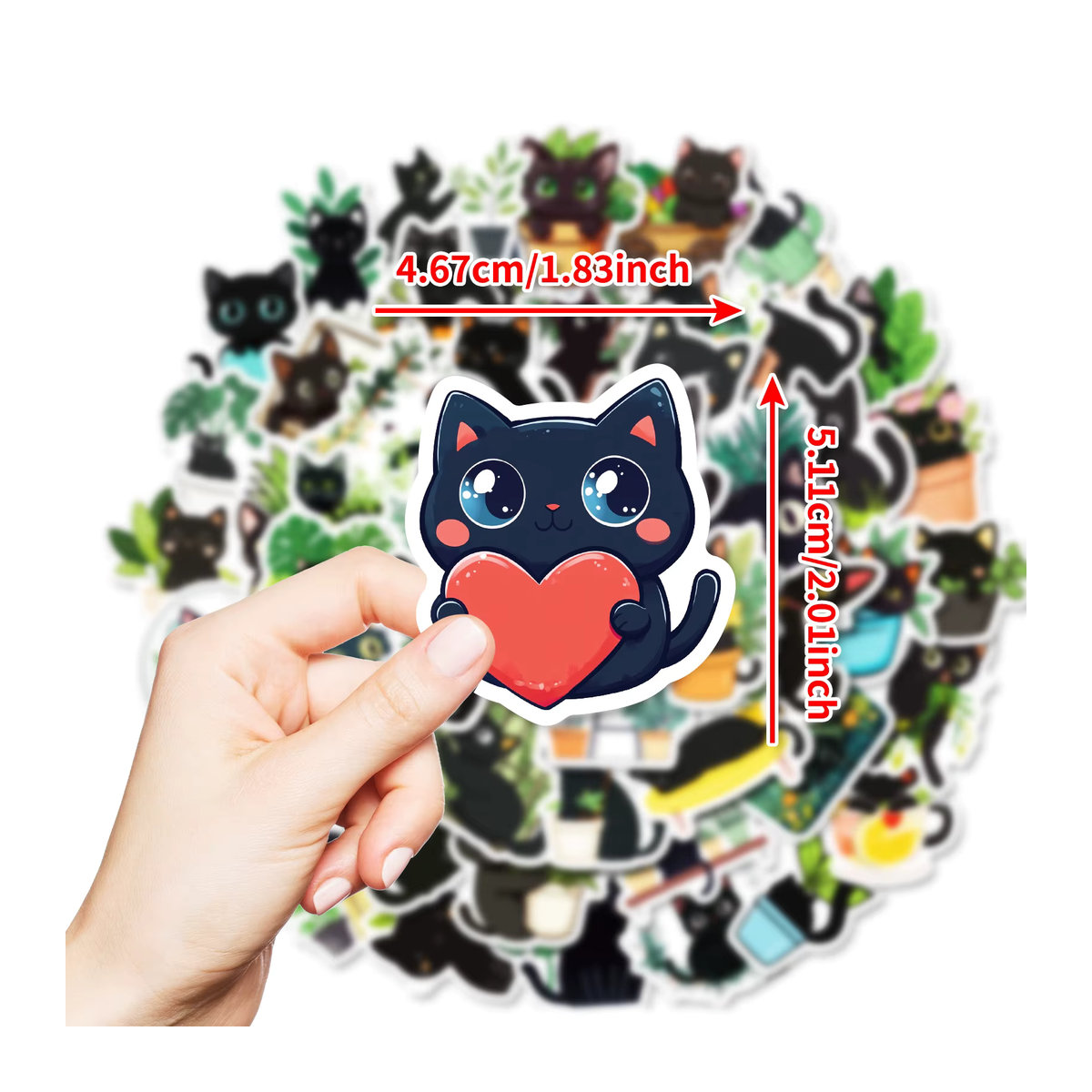 Bview Art 50 Stück schwarze Katzen-Aufkleber für Kinder, wasserfeste motivierende Belohnungsaufkleber mit einzigartigen Designs - Bild 5