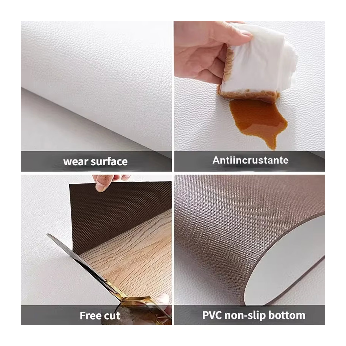 Byd Omno Tapis Balkon-Fußmatte und Küchen-Fußmatte aus weißem PVC-Leder, wasserdicht und anti-rutsch mit Print - Bild 4