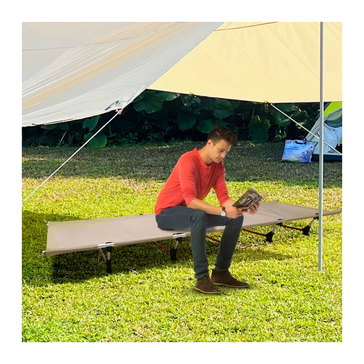 Bymaocar Campingbett ultraleicht und faltbar in Khaki - Bild 2