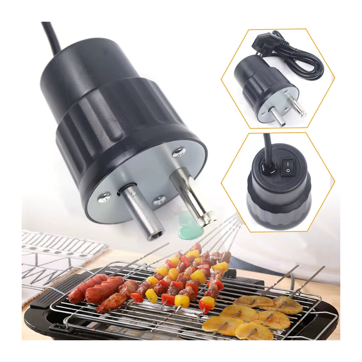 Bymaocar Elektrischer Grillmotor 220V für Barbecue Rotator und Outdoor BBQ Zubehör - Bild 2
