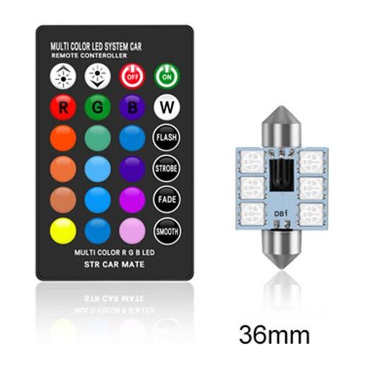 C5W RGB LED Auto Innenbeleuchtung mit Fernbedienung Mehrfarbige Dome Licht Leselampe 12V 36mm - Bild 1