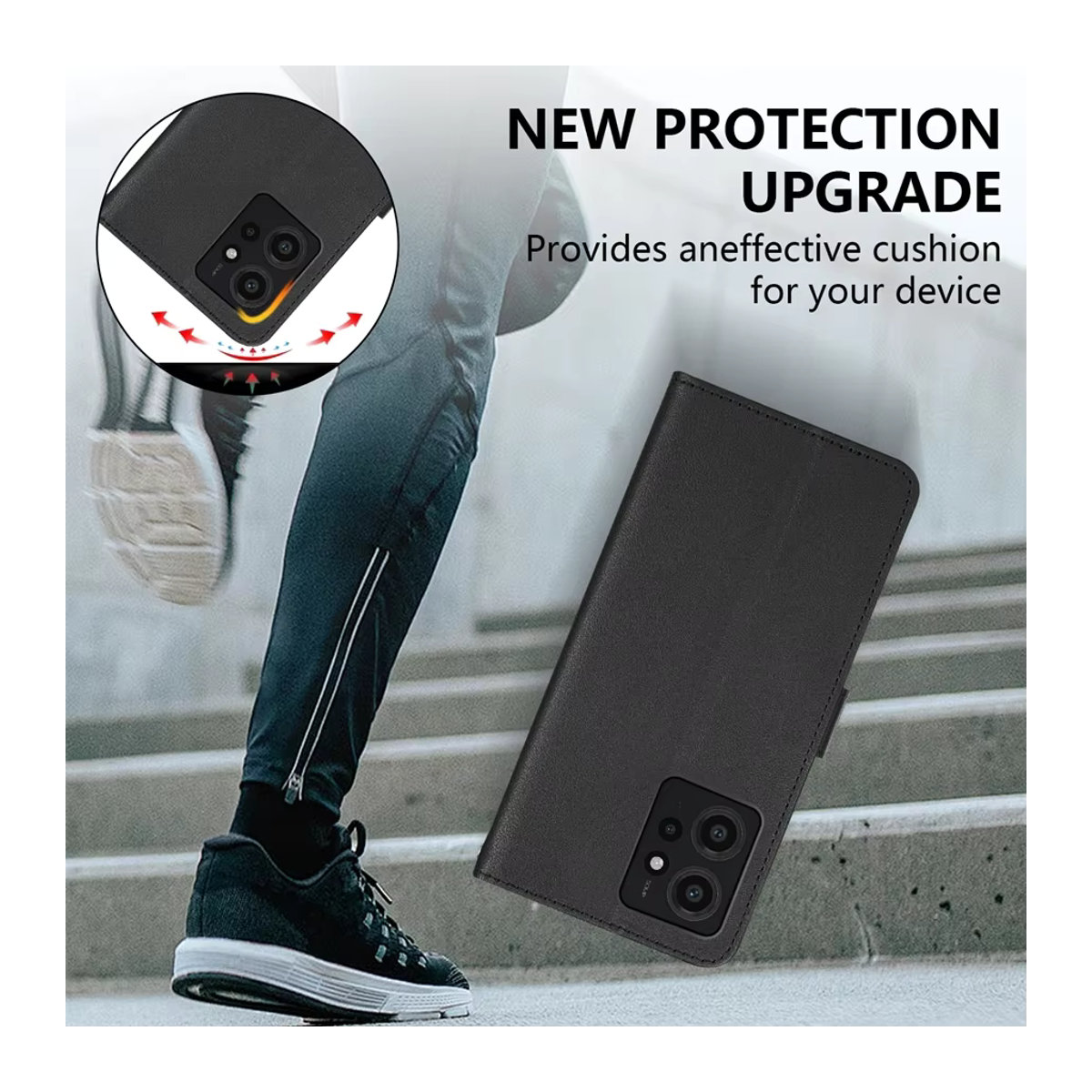 Cacash Magnetische Flip-Ledertasche mit Kartensteckplatz und Fotorahmen-Ständer für Xiaomi Redmi Note 14 Pro+ 13 12S 11 10 9 Pro 8T 7 in Rot oder Schwarz - Bild 6