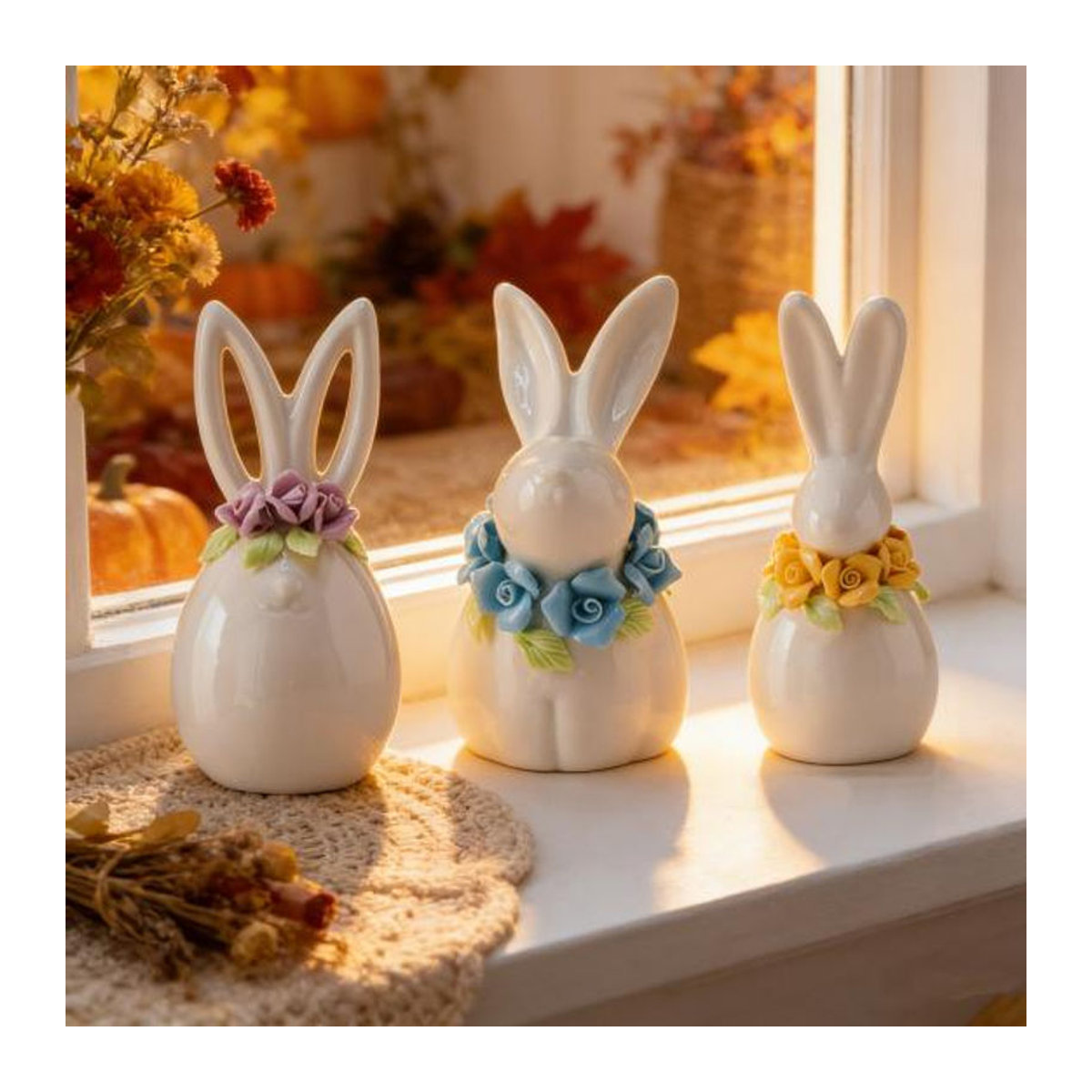 Caihezhi Oster-Keramik-Hase in Weiß als minimalistische Blumenvase und dekorative Osterfigur für Frühling und Hausdekoration - Bild 7