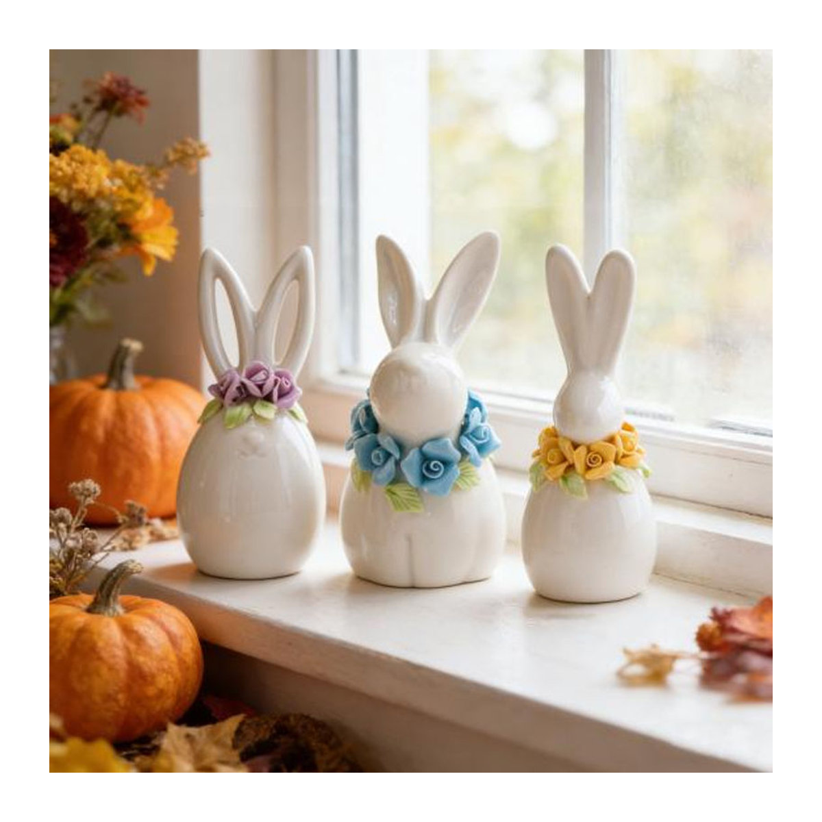 Caihezhi Oster-Keramik-Hase in Weiß als minimalistische Blumenvase und dekorative Osterfigur für Frühling und Hausdekoration - Bild 9
