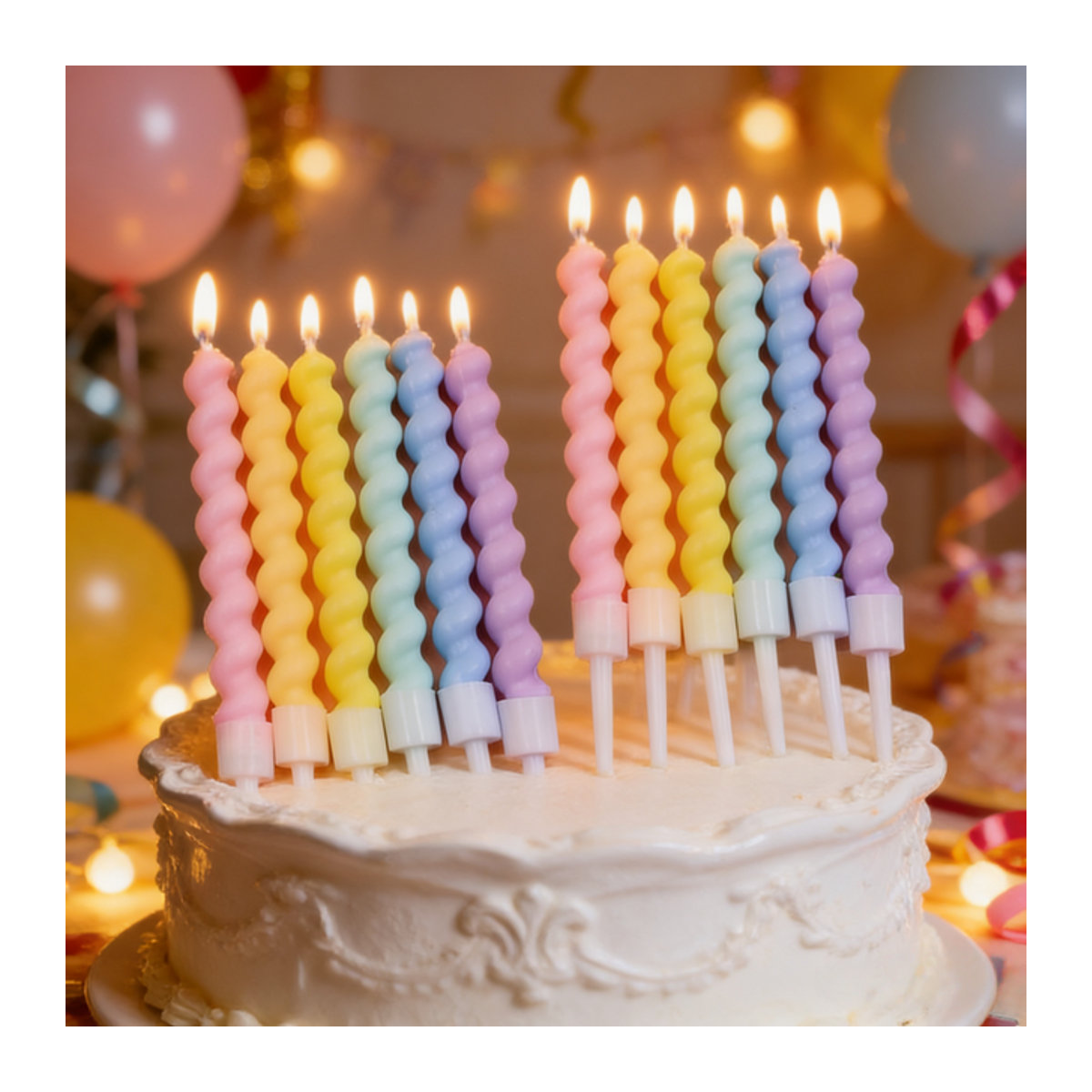 Cakelove Bunte Geburtstagskerzen mit Ständer in Stern und Herz Form, Mehrfarbig - Bild 1