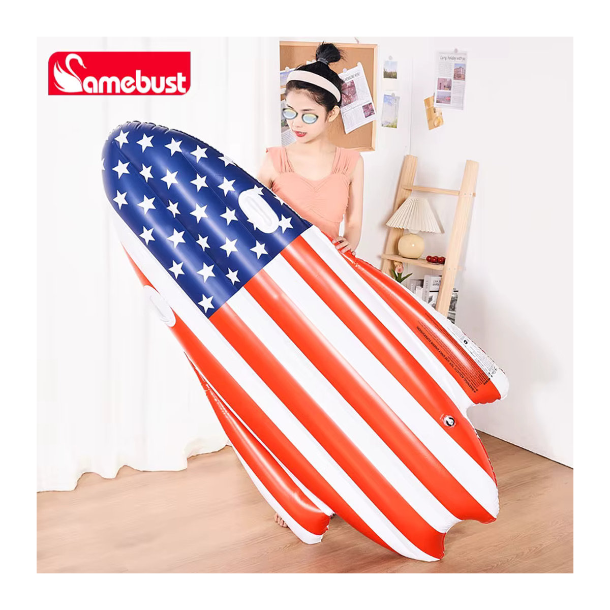 Camebust Aufblasbare USA-Flagge Poolmatte aus PVC als Schwimmende Lounge-Luftmatte für den Schwimmbad und Pool - Bild 2