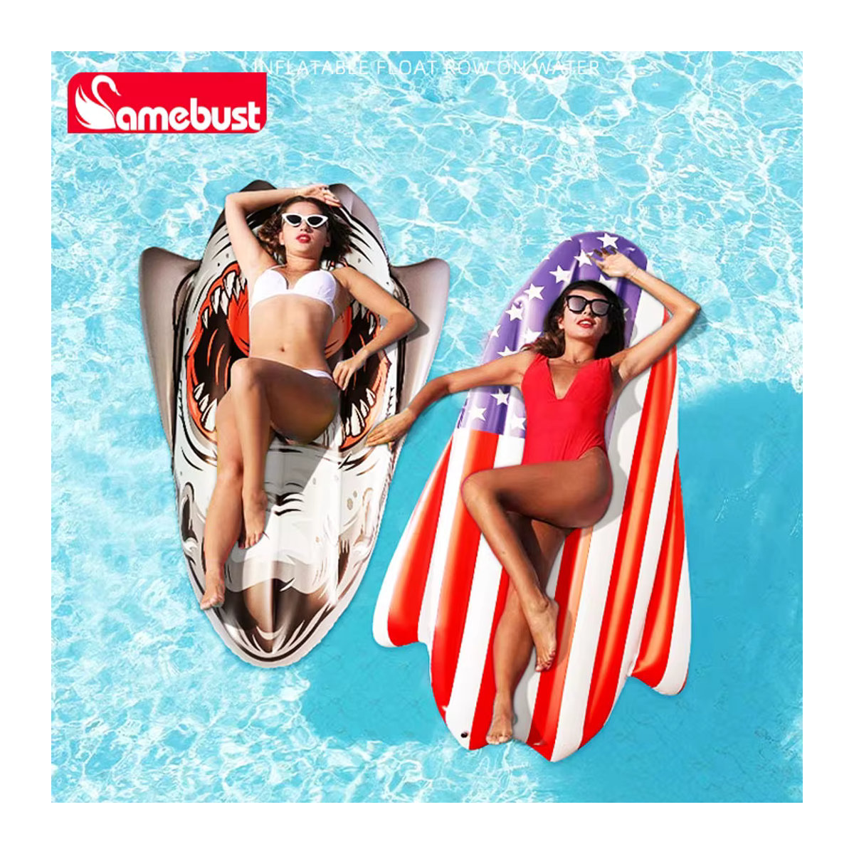 Camebust Aufblasbare USA-Flagge Poolmatte aus PVC als Schwimmende Lounge-Luftmatte für den Schwimmbad und Pool - Bild 3