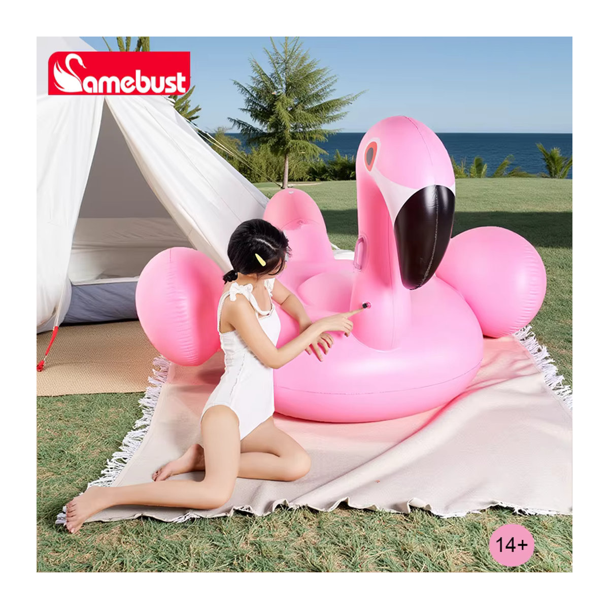 Camebust Aufblasbarer Flamingo Schwimmkörper als Schwimmbad Rider für deine Party-Dekoration - Bild 2