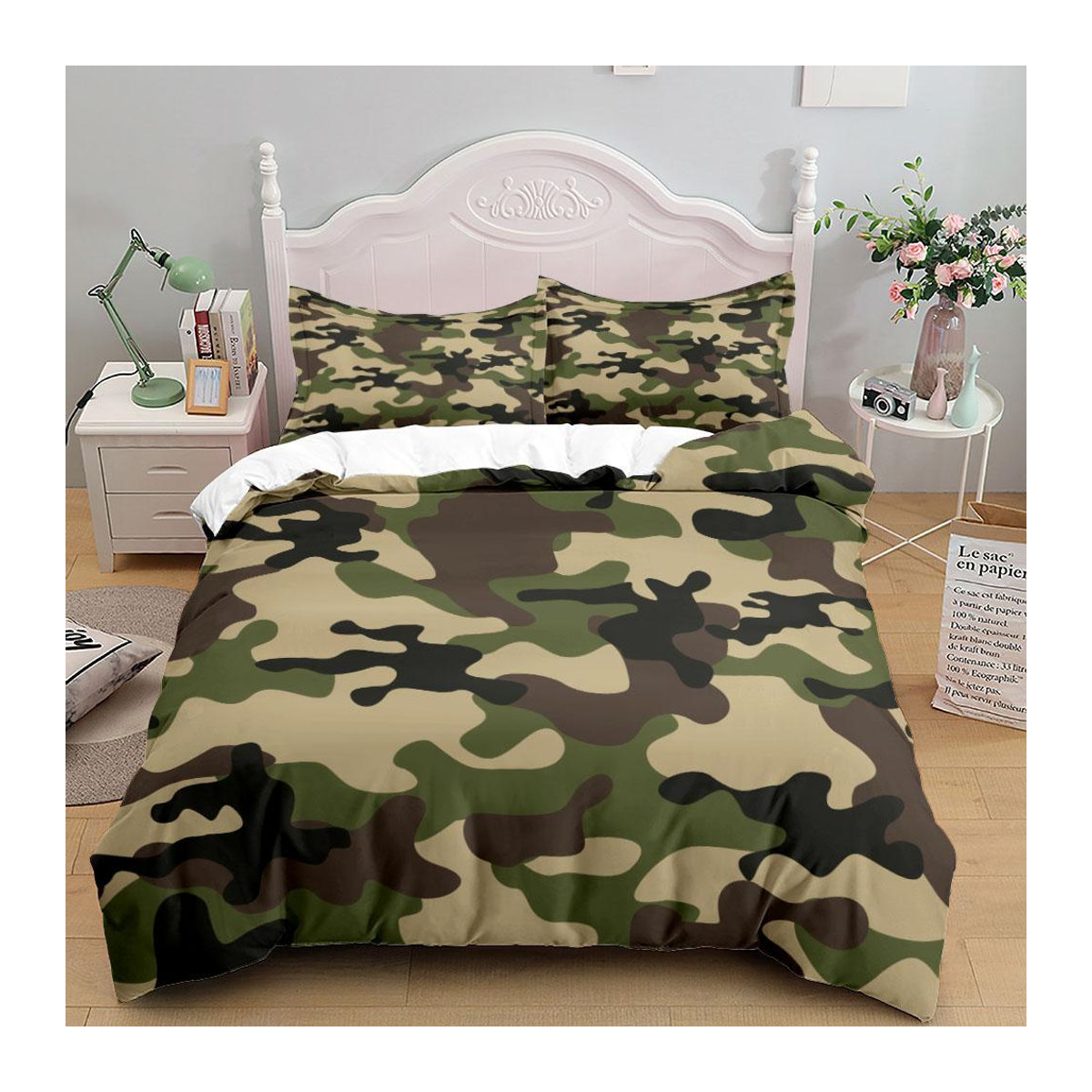 Camouflage Soldier Campus Bettwäsche-Set mit Reißverschluss, B/H: 140 x 210 cm - Bild 1