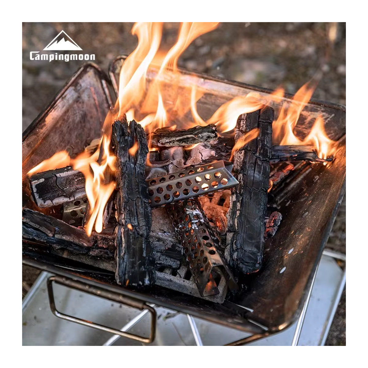 CAMPINGMOON BBQ Brennholzhalter aus Edelstahl für Camping und Outdoor - Bild 2