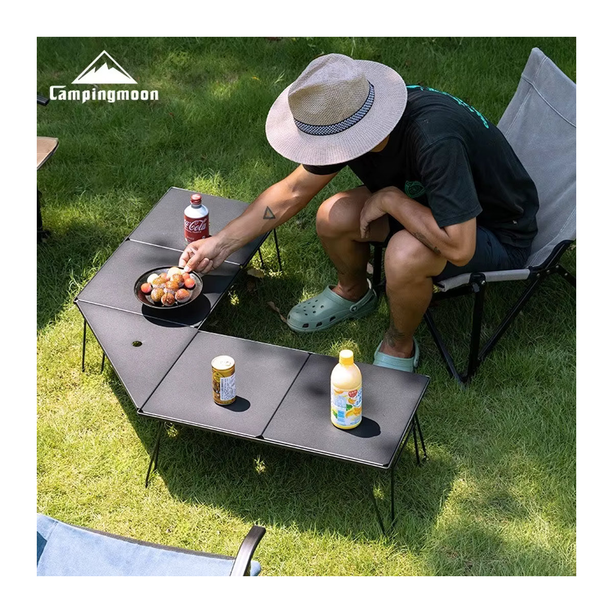 CAMPINGMOON T-2356BK Light Mesh Table Klapptisch Erweiterungspanel aus Aluminiumlegierung in Schwarz - Bild 3