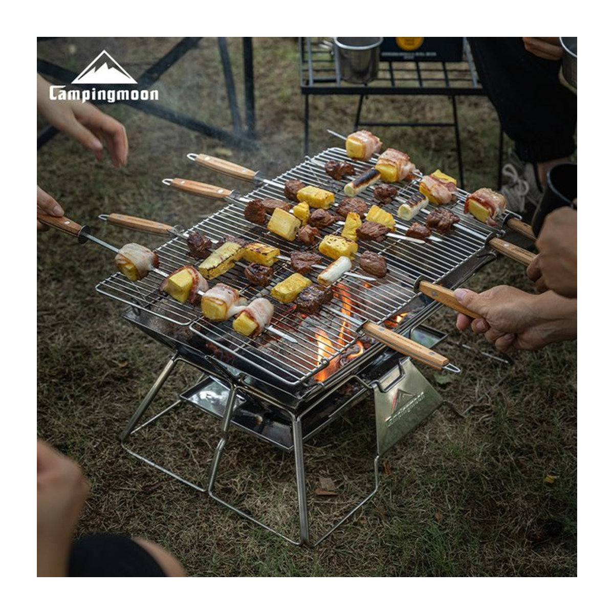 CAMPINGMOON Tragbarer Campinggrill aus Edelstahl, zusammenklappbarer Grillofen für Picknick und Outdoor - Bild 1