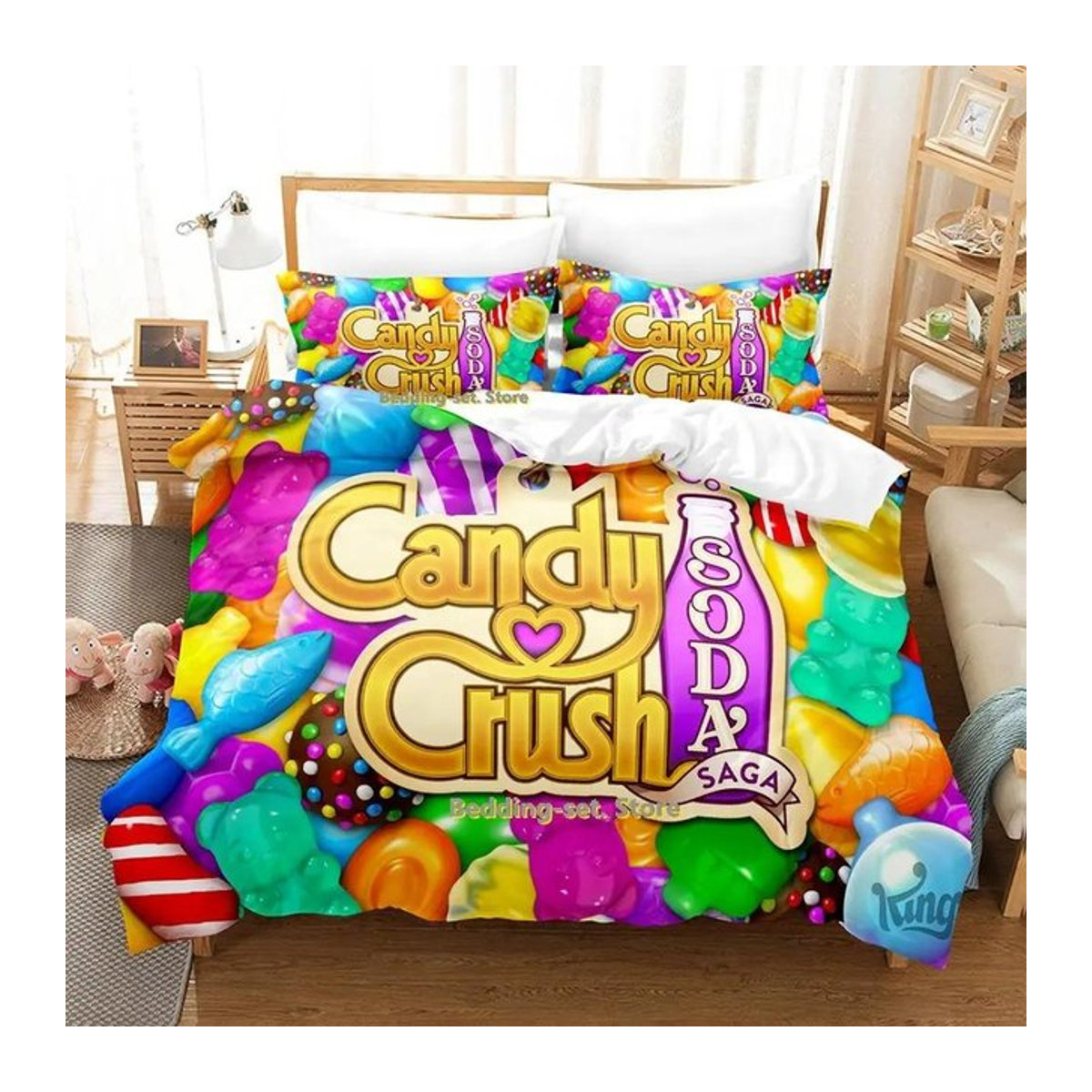 Candy Crush Soda Saga Bettwäscheset mit Reißverschluss, Multicolor, 70 x 133 cm - Bild 1