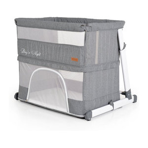 Cangaroo Beistellbett 2 in 1 Day´n Night verstellbares Babybett mit Matratze und Laufstall in Grau
