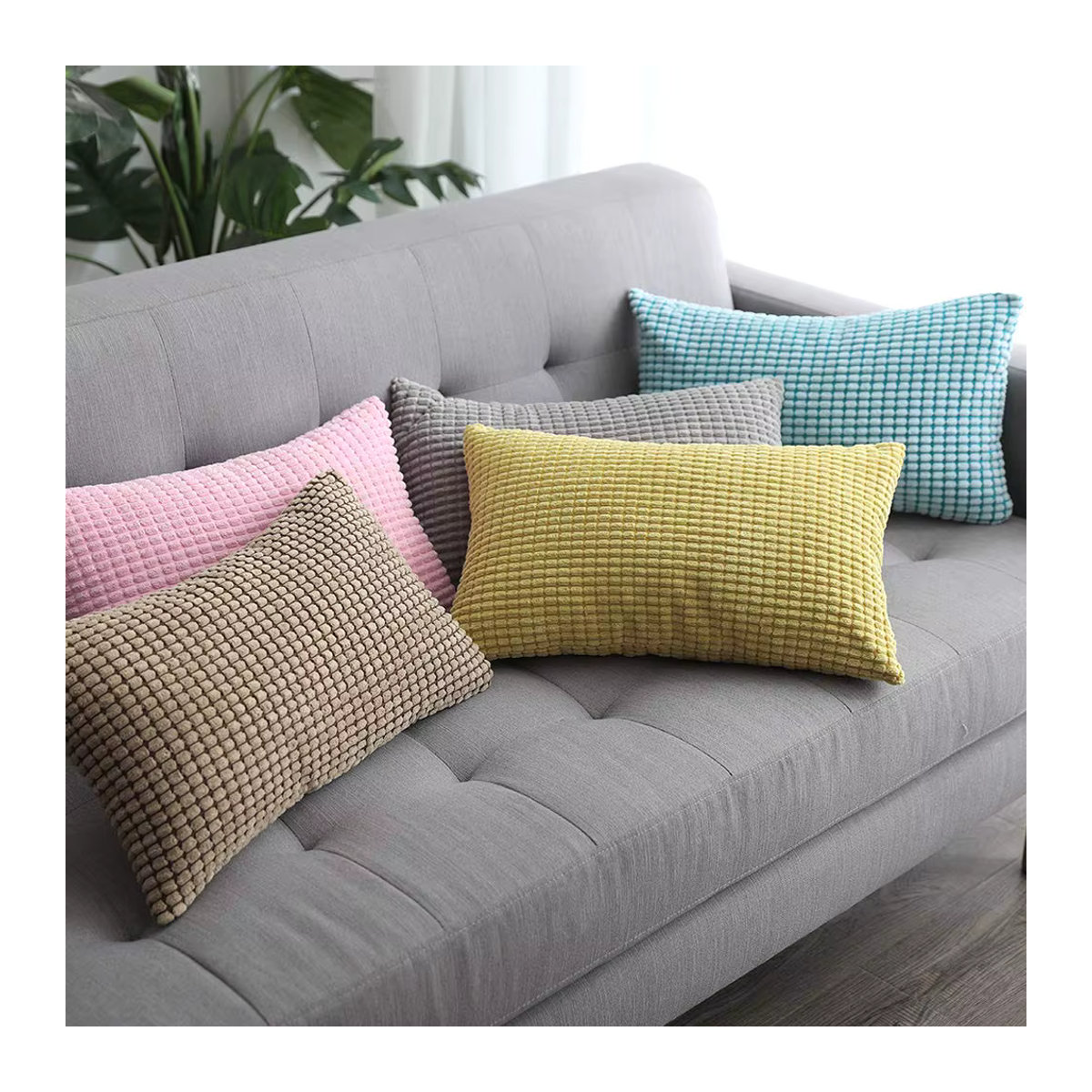 CANIRICA Kissenbezug aus Cord in Pink, rechteckiger Dekokissenbezug für Sofa und Wohnzimmer, B/H: 30 x 50 cm - Bild 2