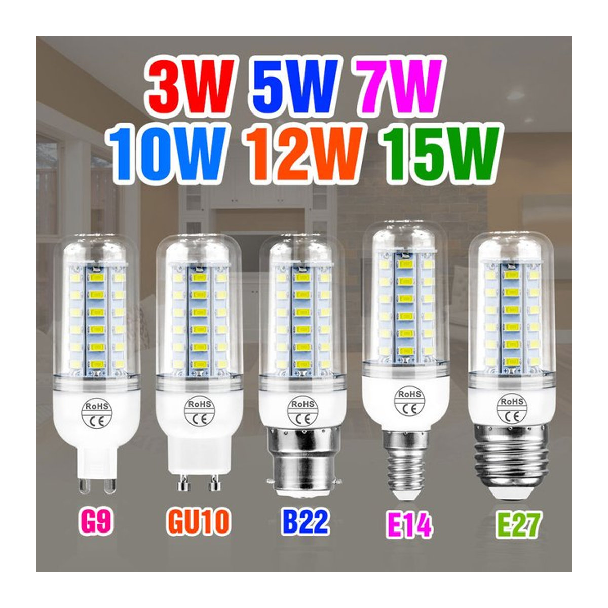 CanLing LED Leuchtmittel 15W Warmweiß für E27 E26 E14 GU10 B22 G9 Fassungen - Bild 1