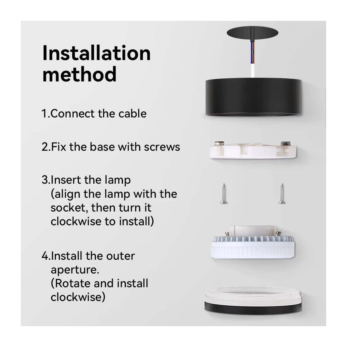 CANMEIJIA GX53 LED-Einbaustrahler aus Aluminium in Schwarz mit austauschbarer Glühbirne für modernes Decken-Downlight - Bild 3