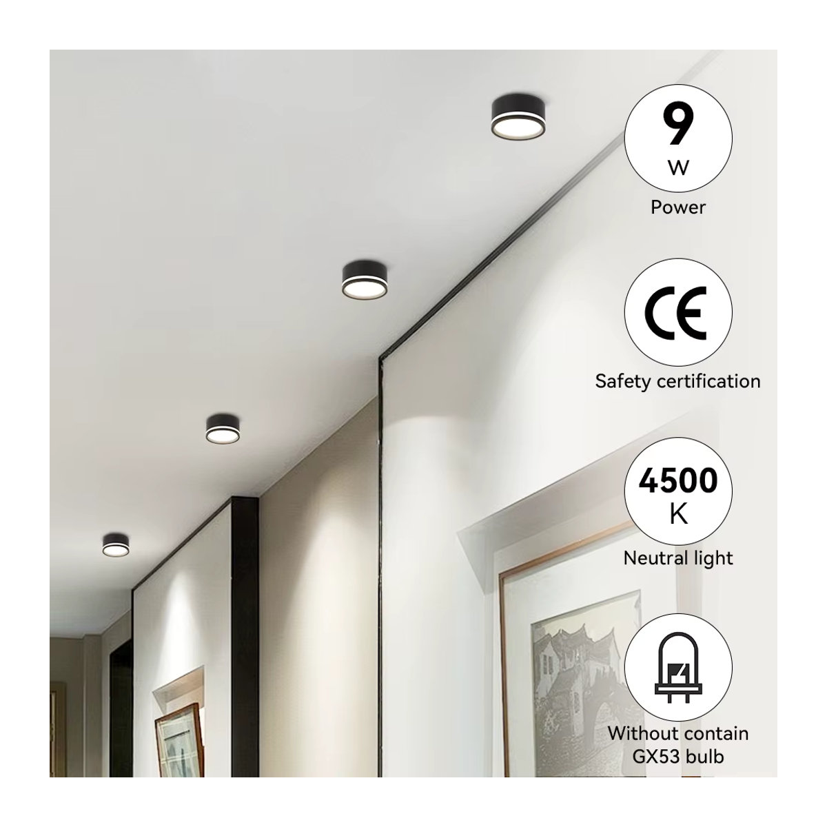 CANMEIJIA GX53 LED-Einbaustrahler aus Aluminium in Schwarz mit austauschbarer Glühbirne für modernes Decken-Downlight - Bild 4