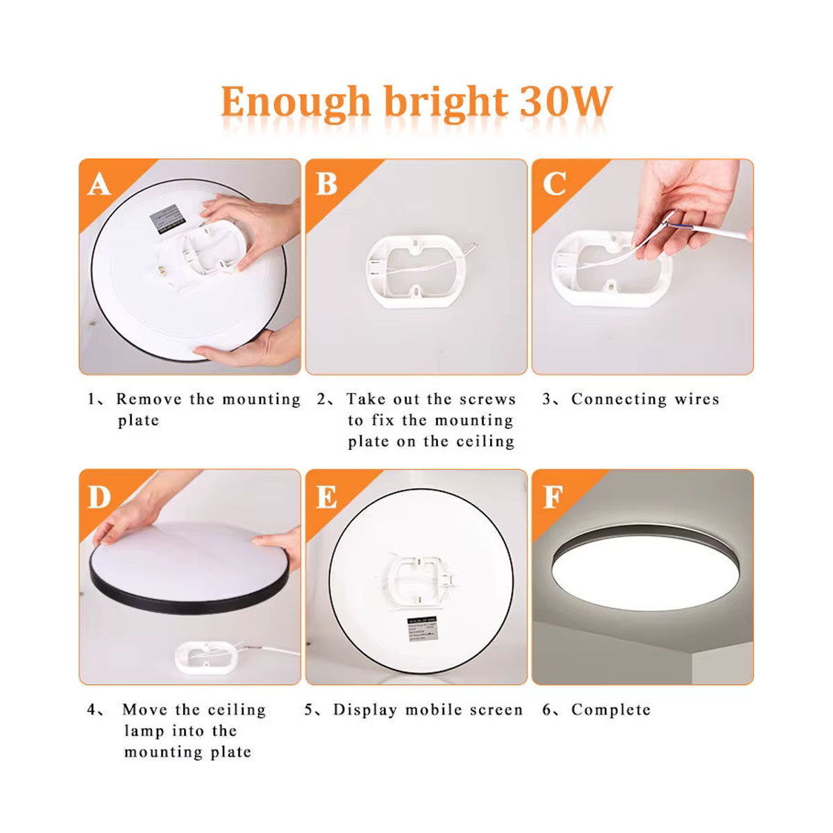 CANMEIJIA LED Deckenleuchte mit Radar Sensor IP65 Wasserdicht in Weiß, Kaltweiß, 30W - Bild 5