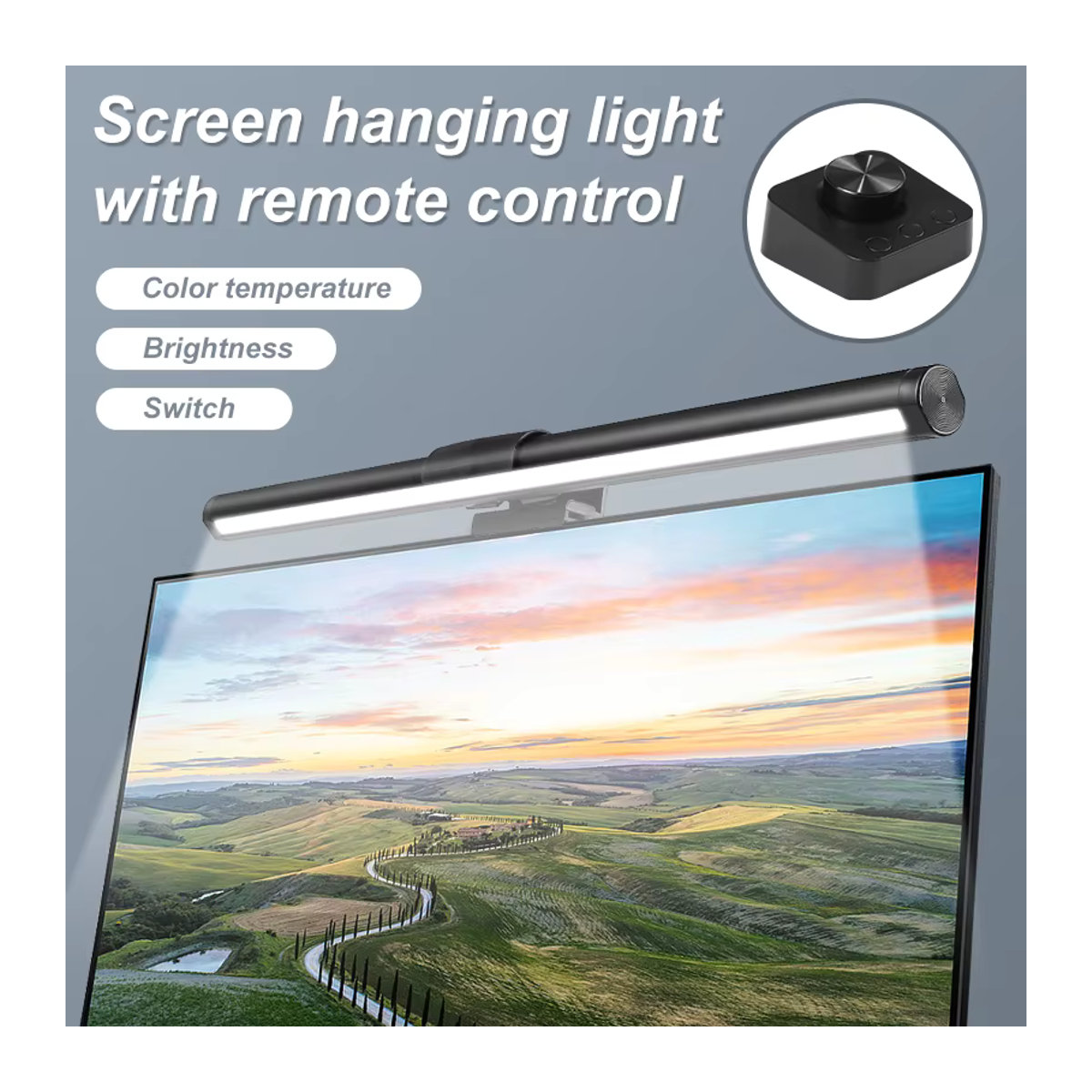 CANMEIJIA LED-Monitor-Lichtleiste mit Fernbedienung, stufenlos dimmbare Bildschirm-Hängeleuchte für Computer und Studium - Bild 2
