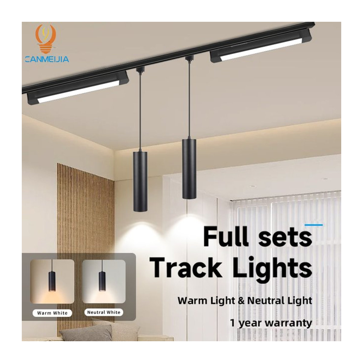 CANMEIJIA LED Pendelleuchte in Schwarz, minimalistisches Design für Wohnzimmer und Küche - Bild 1