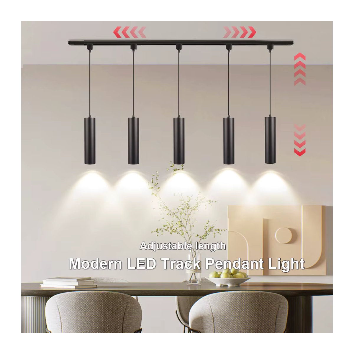 CANMEIJIA LED Pendelleuchte in Schwarz, minimalistisches Design für Wohnzimmer und Küche - Bild 2