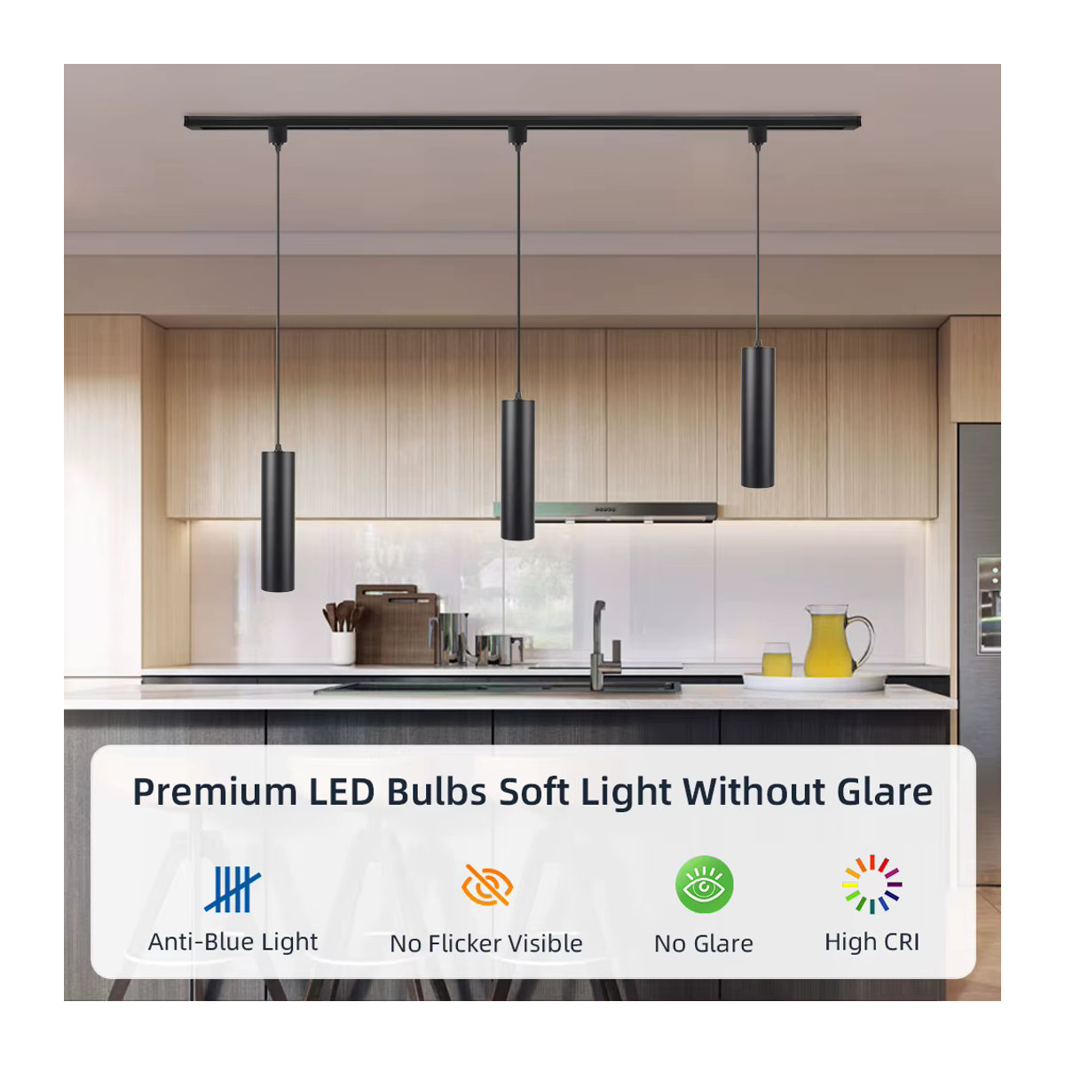 CANMEIJIA LED Pendelleuchte in Schwarz, minimalistisches Design für Wohnzimmer und Küche - Bild 3