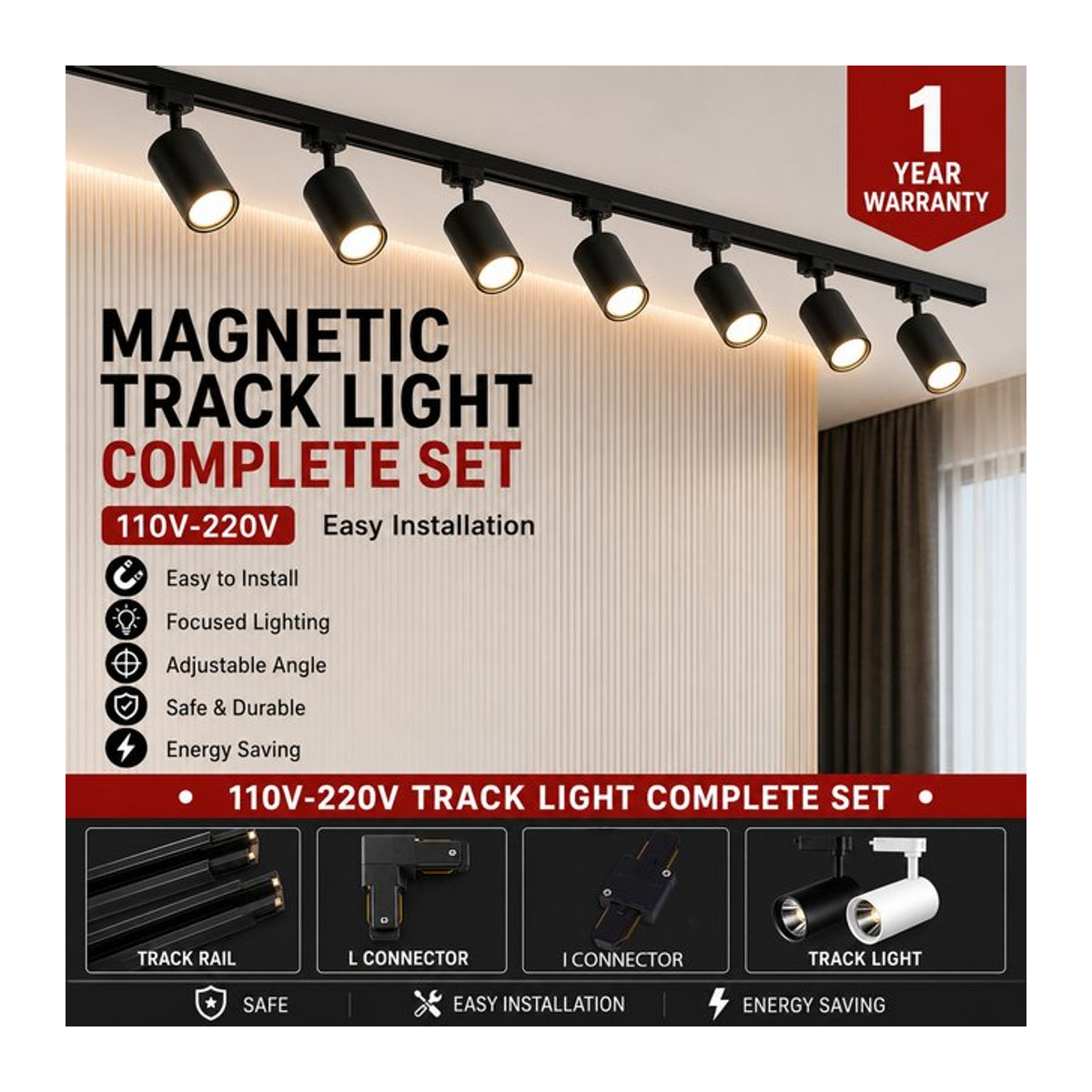 CANMEIJIA LED-Schienenstrahler-Set mit integrierter LED für Schienensysteme zur Innenbeleuchtung - Bild 1