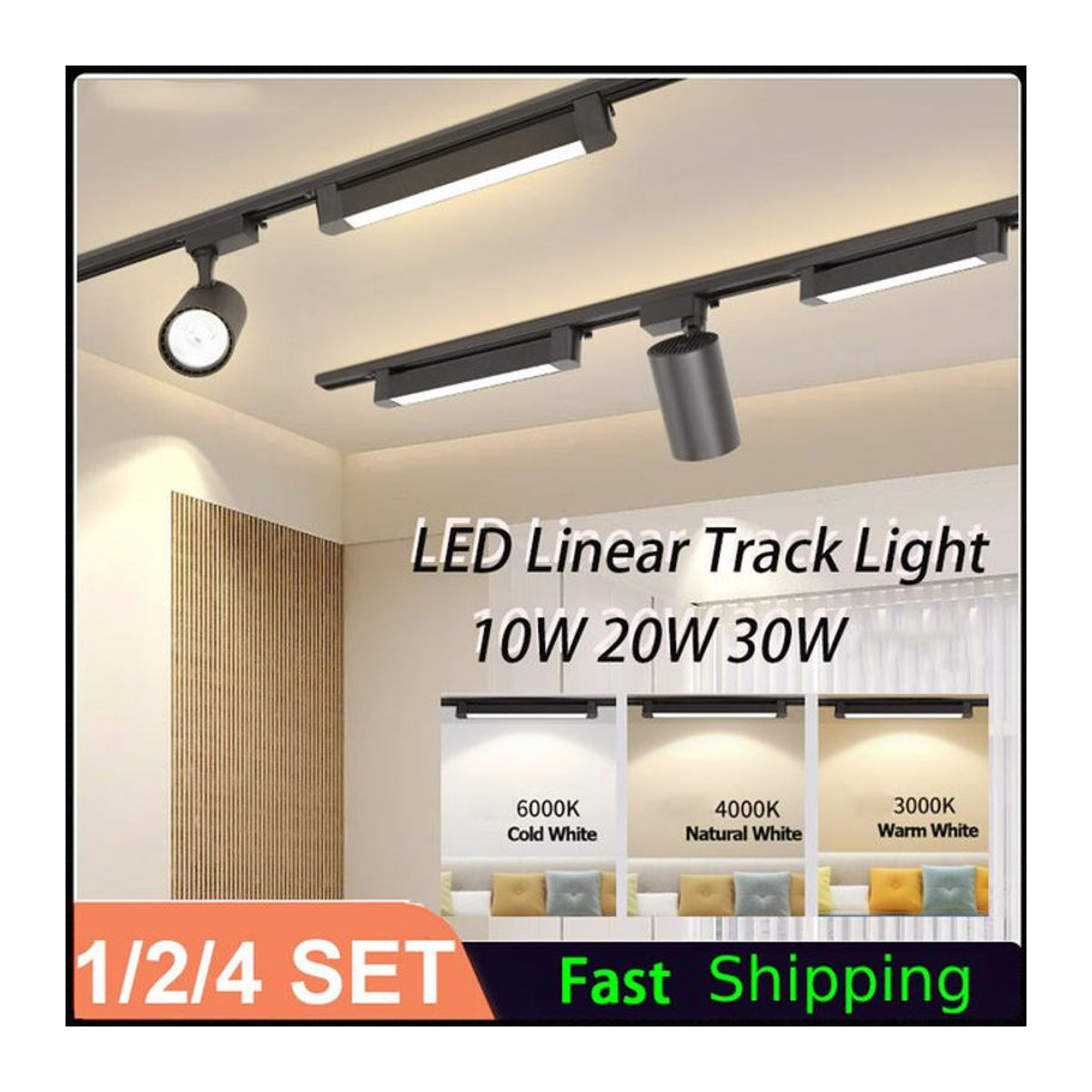 CANMEIJIA LED Schienensystem Set Modern Schwarz für Bekleidungsgeschäft, Shop, Küche und Wohnzimmer - Bild 1