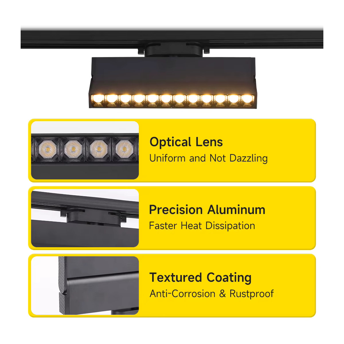 CANMEIJIA LED Track Schienensystem Faltbarer Scheinwerfer aus Aluminium in Schwarz für Wohnzimmer Küche und Shop 20W - Bild 4