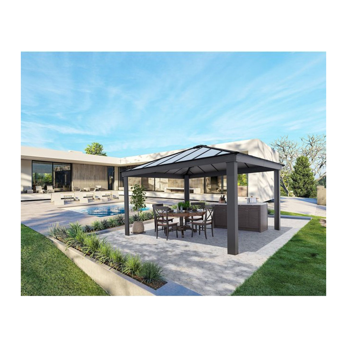 Canopia Dallas Gartenpavillon Modern Anthrazit B/T: 4,3 x 4,3 m - Bild 1