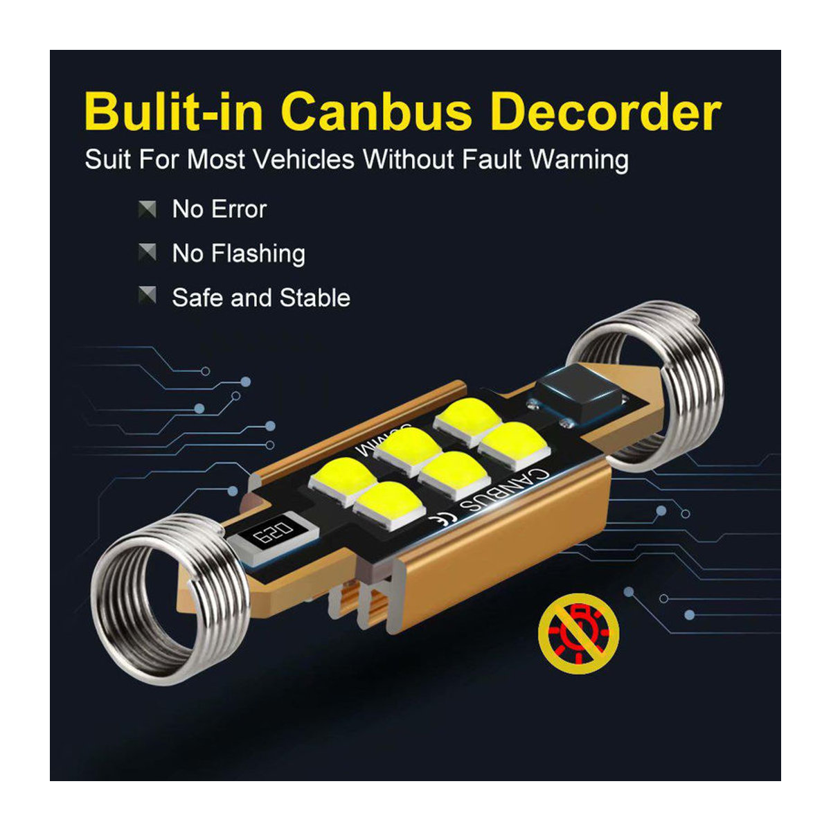 Canubs C5W LED-Glühbirne für Auto Innenbeleuchtung, 12V, 6 SMD, Kaltweiß - Bild 2