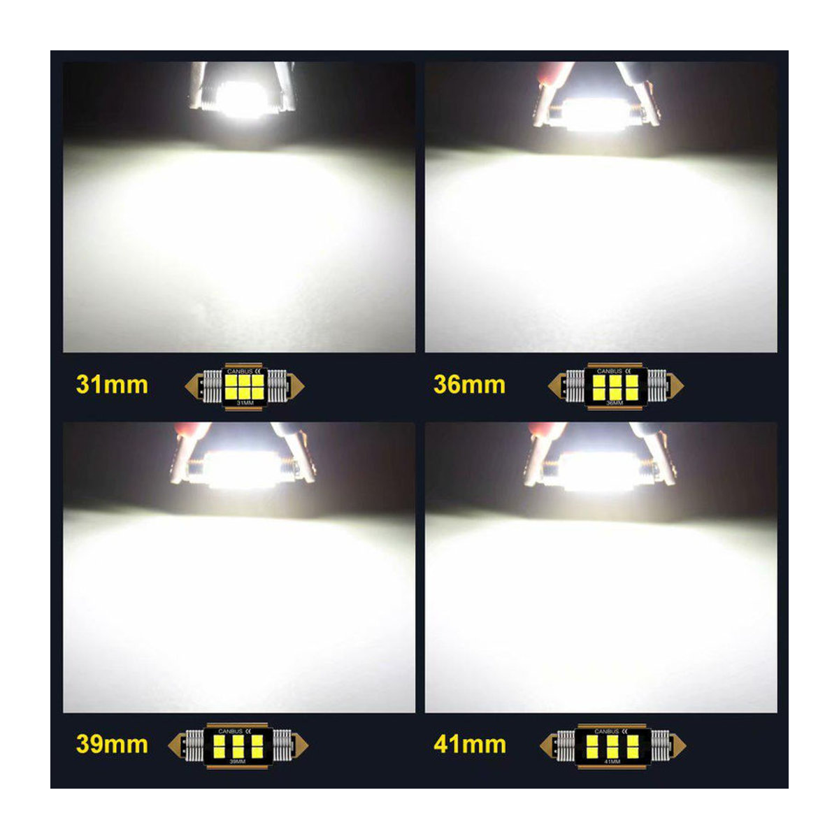 Canubs C5W LED-Glühbirne für Auto Innenbeleuchtung, 12V, 6 SMD, Kaltweiß - Bild 4
