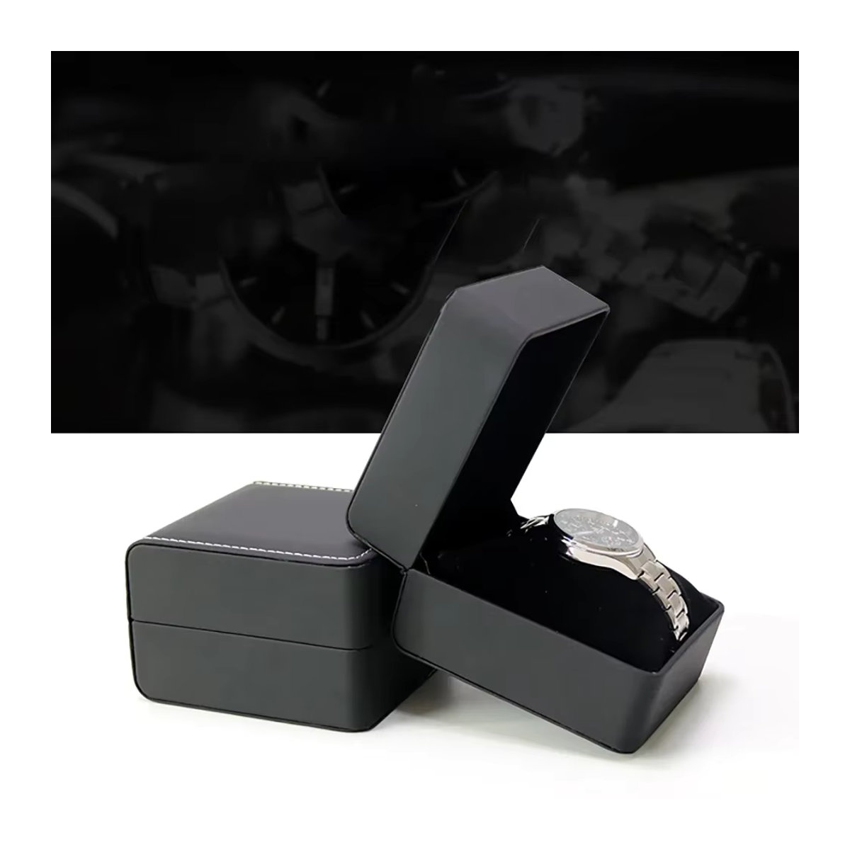 CAOWTAN Uhrenbox aus Leder als Organizer für Armbanduhren und Schmuck in Schwarz oder Braun - Bild 1