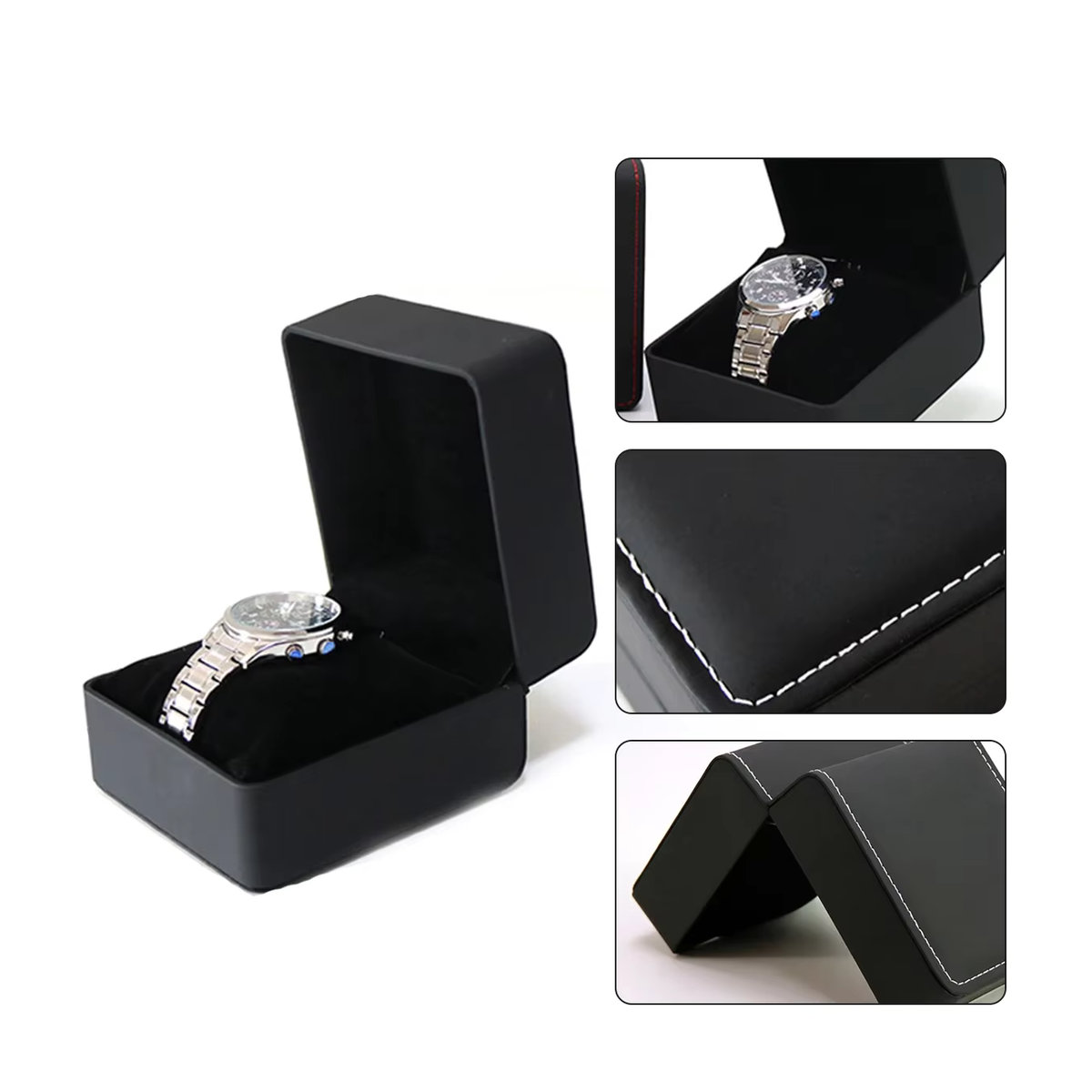 CAOWTAN Uhrenbox aus Leder als Organizer für Armbanduhren und Schmuck in Schwarz oder Braun - Bild 2