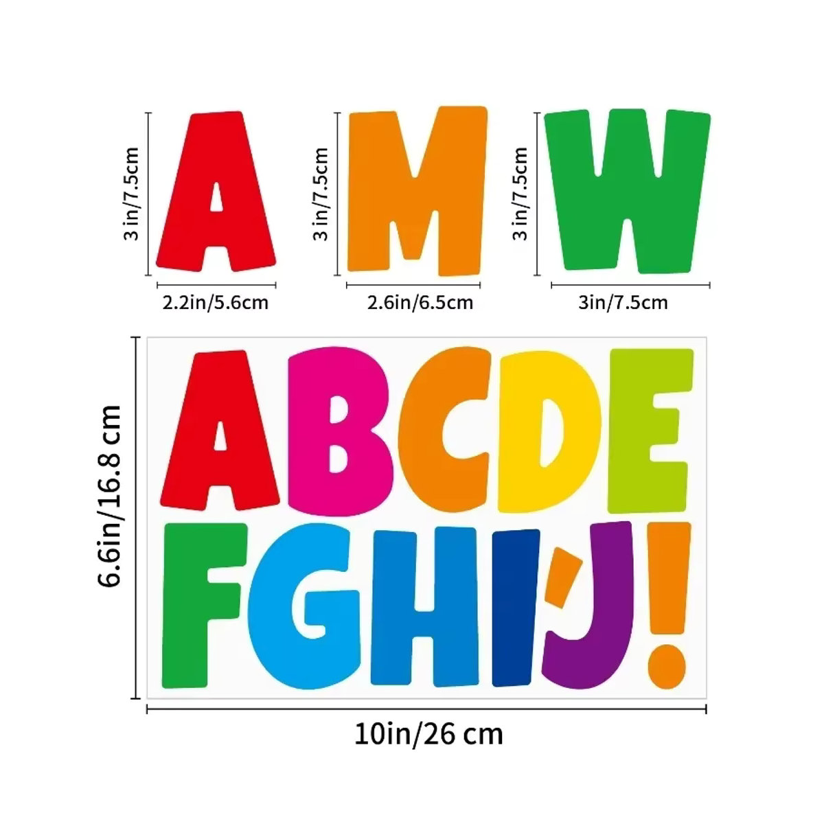 Cartoon Buchstaben-Aufkleber aus Vinyl in Macaron-Farben für Poster und Pinnwände, 3 Seiten, Durchmesser: 7,6 cm - Bild 1
