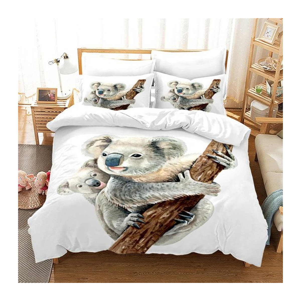 Cartoon Koala Bettwäsche Set für Kinder und Erwachsene mit Bettbezug und Kissenbezug, Single, B/H: 135 x 200 cm - Bild 1