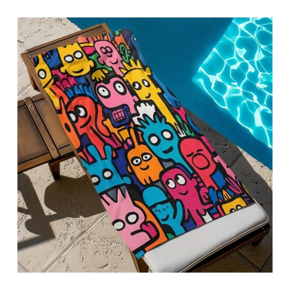 Cartoon Strandtuch aus superweicher Mikrofaser mit buntem Sommerdesign, Breite: 30 cm, Höhe: 60 cm - Bild 1