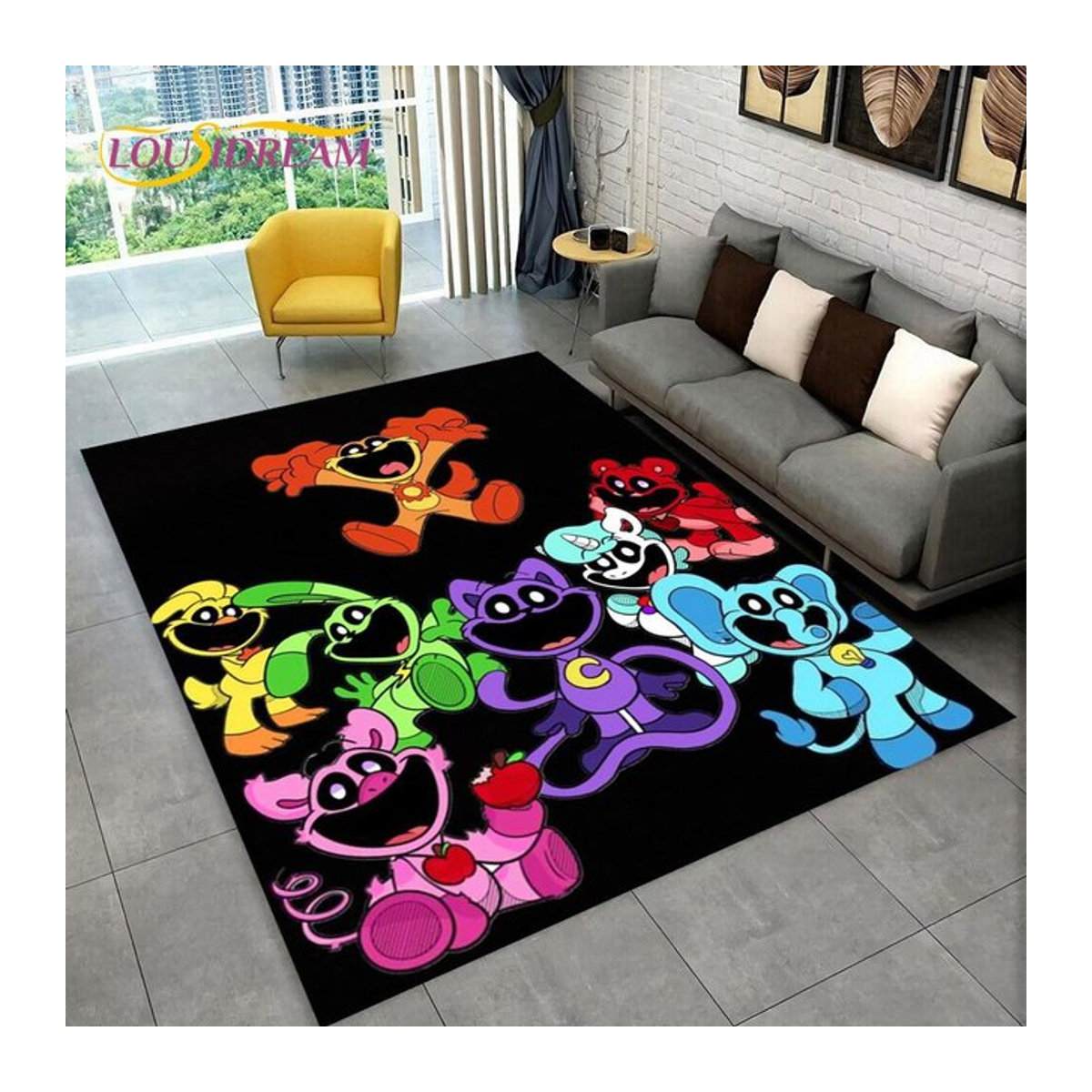 Cartoon Teppich mit Catnap und Craftycorn für Kinderzimmer und Wohnzimmer, Multicolor, B/T: 60 x 40 cm - Bild 1