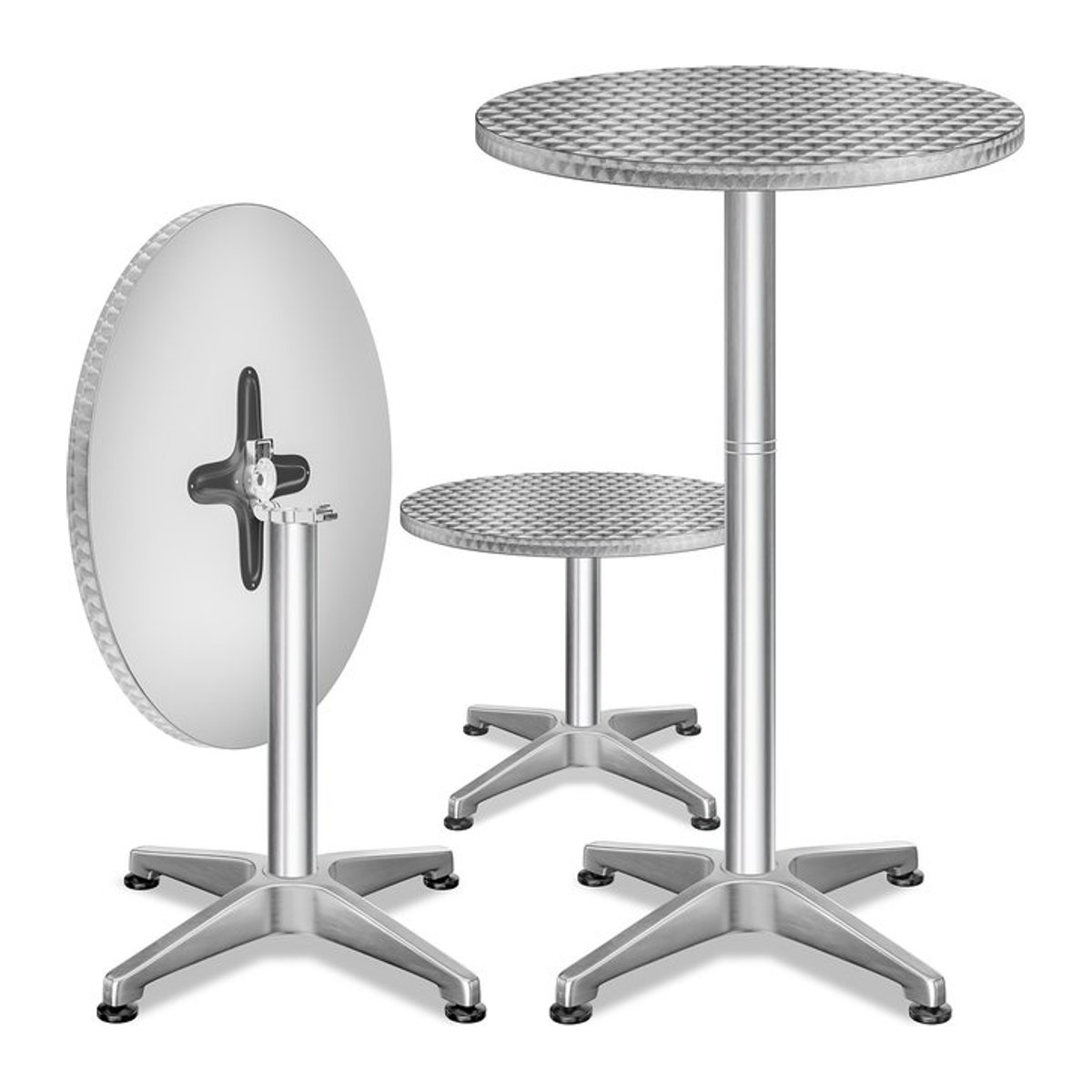CASARIA 2er-Set Stehtisch Silber aus Aluminium und Kunststoff, klappbar und höhenverstellbar, Durchmesser: 60 cm - Bild 1