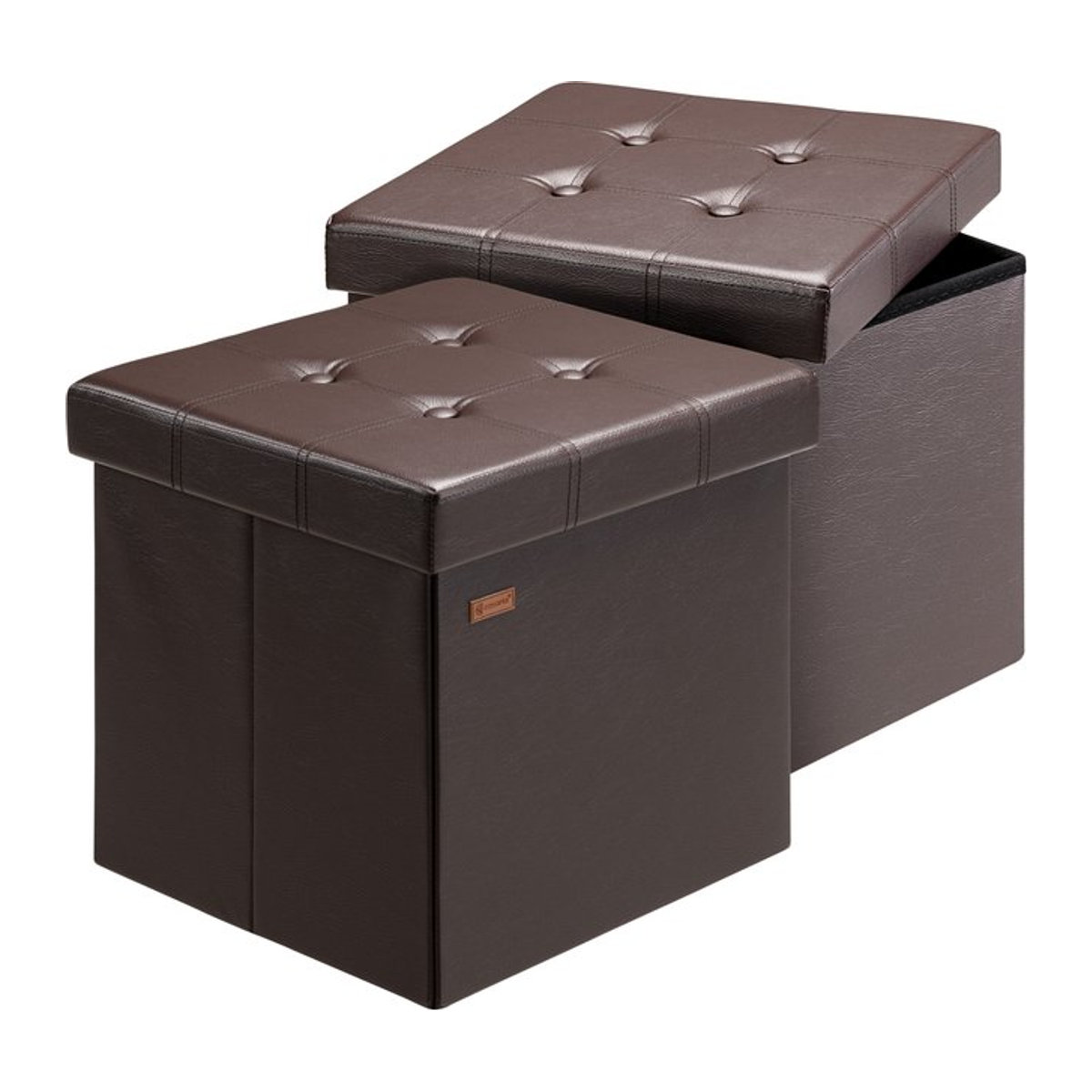 Casaria Sitzwürfel 2er-Set aus Kunstleder in Braun, B/T/H: 38 x 38 x 38 cm - Bild 1
