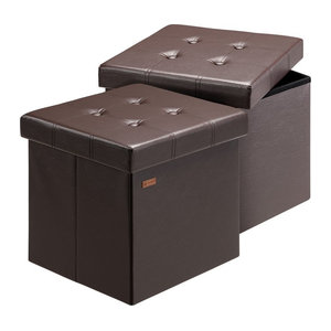 Casaria Sitzwürfel 2er-Set aus Kunstleder in Braun, B/T/H: 38 x 38 x 38 cm