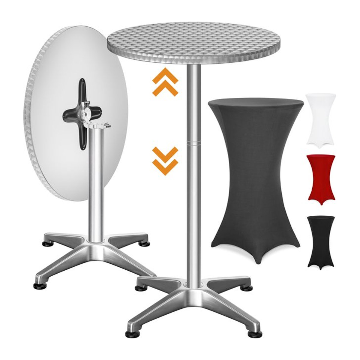 CASARIA® Stehtisch Silber mit Husse Anthrazit, Modernes Design aus Aluminium und Kunststoff, B: 115 cm, T: 60 cm, H: 60 cm, Husse Ø: 60 cm - Bild 1